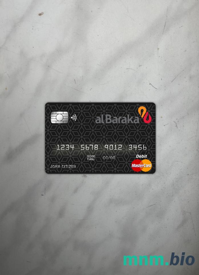 Bahrain Al Baraka bank master card wygląd fotograficzny skan PSD + zdjęcie